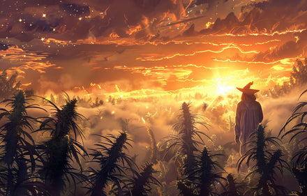 Cannabis Sativa bei einem Sonnenuntergang